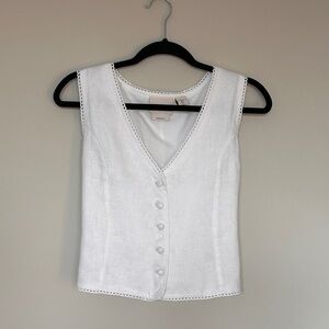Linen Button Vest with Bow Detail in Back